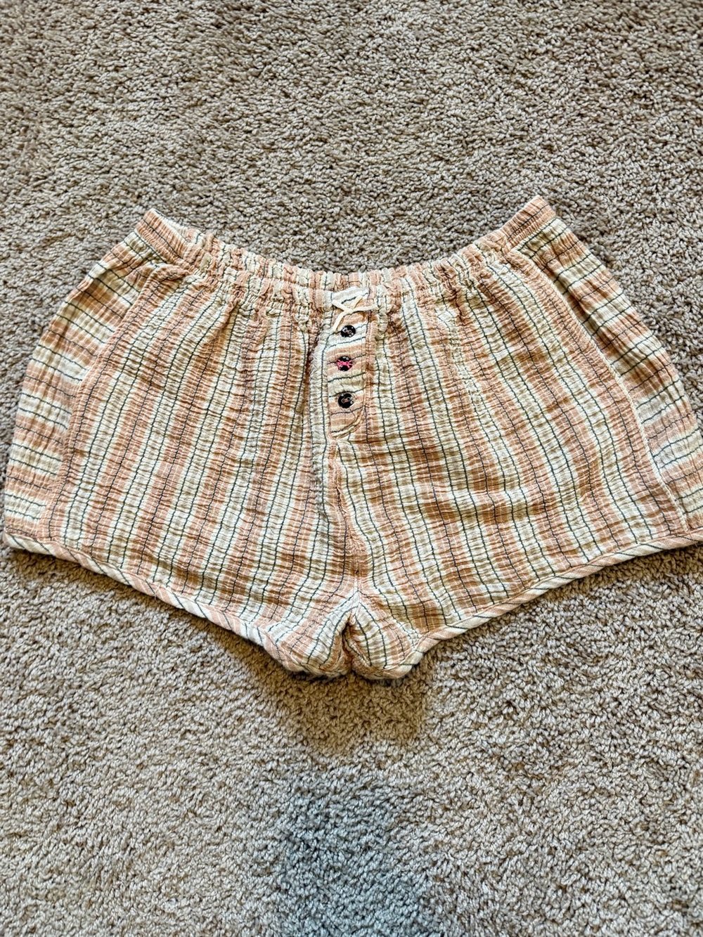 Free People Home By 8 Textured Stripe Cotton Boxer Shorts size small